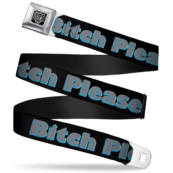 Buckle-Down Seatbelt Belt - BITCH PLEASE Black/Blue/Gray