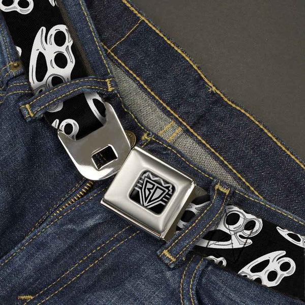Buckle-Down Seatbelt Belt - Brass Knuckles Black/White