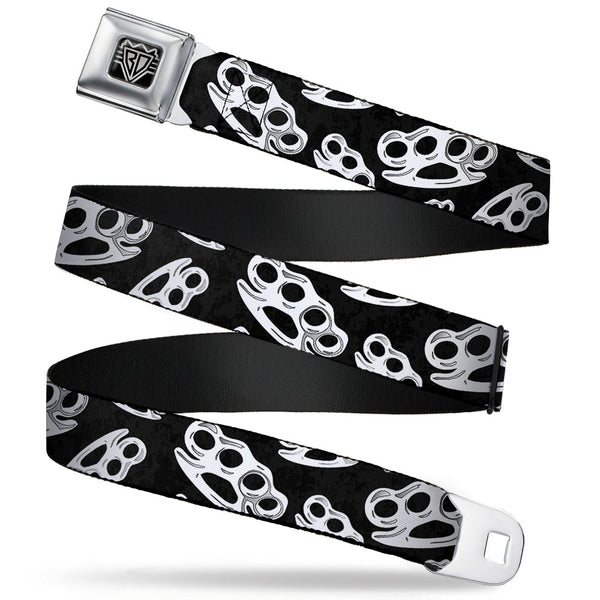 Buckle-Down Seatbelt Belt - Brass Knuckles Black/White