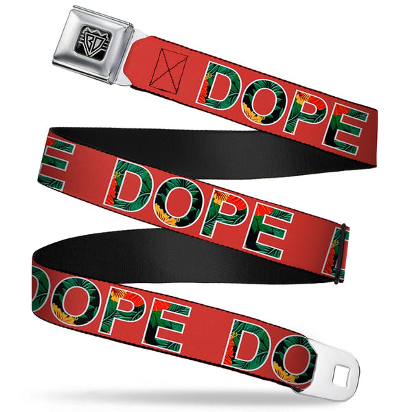 Buckle-Down Seatbelt Belt - DOPE Red/Black/Tropical Flowers