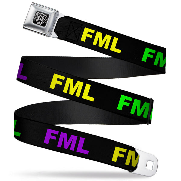 Buckle-Down Seatbelt Belt - FML Black/Yellow/Green/Purple
