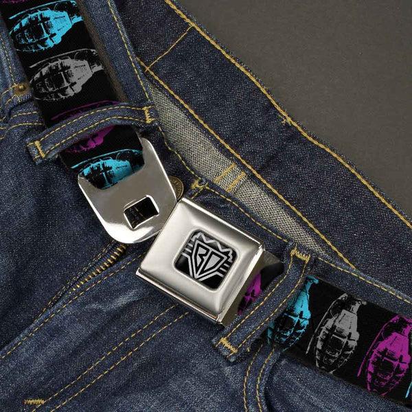 Buckle-Down Seatbelt Belt - Grenades Black/Gray/Purple/Baby Blue