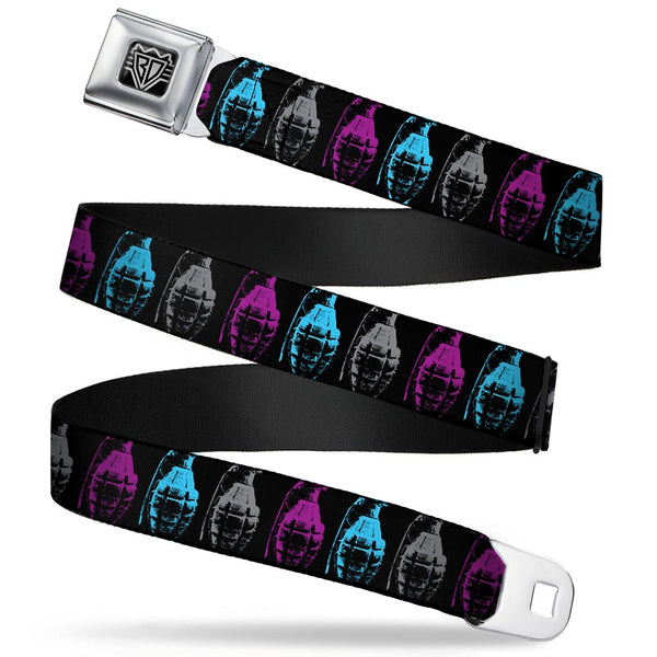 Buckle-Down Seatbelt Belt - Grenades Black/Gray/Purple/Baby Blue
