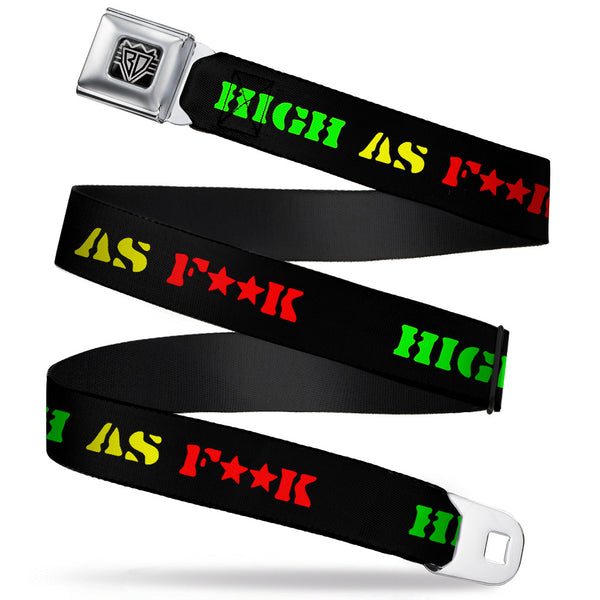 Buckle-Down Seatbelt Belt - HIGH AS F**K Black/Green/Yellow/Red