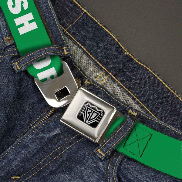 Buckle-Down Seatbelt Belt - IRISH DRINKING TEAM Green/White