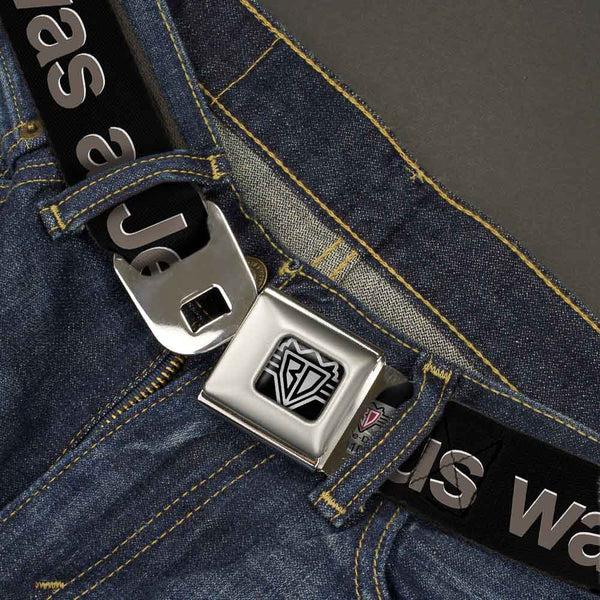 Buckle-Down Seatbelt Belt - JESUS WAS A JEW Black/Gray