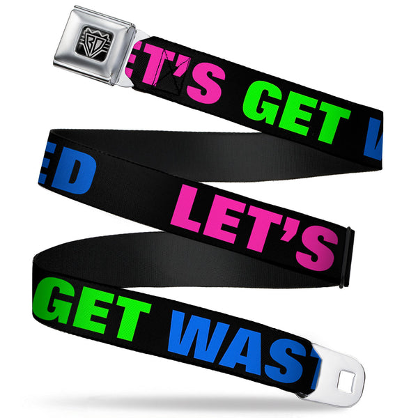 Buckle-Down Seatbelt Belt - LET'S GET WASTED Black/Pink/Green/Blue