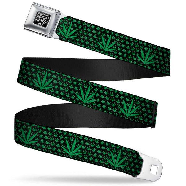 Buckle-Down Seatbelt Belt - Marijuana Garden Black/Green