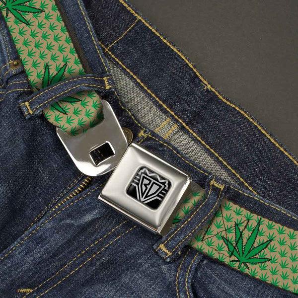 Buckle-Down Seatbelt Belt - Marijuana Garden Tan/Green