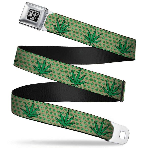Buckle-Down Seatbelt Belt - Marijuana Garden Tan/Green