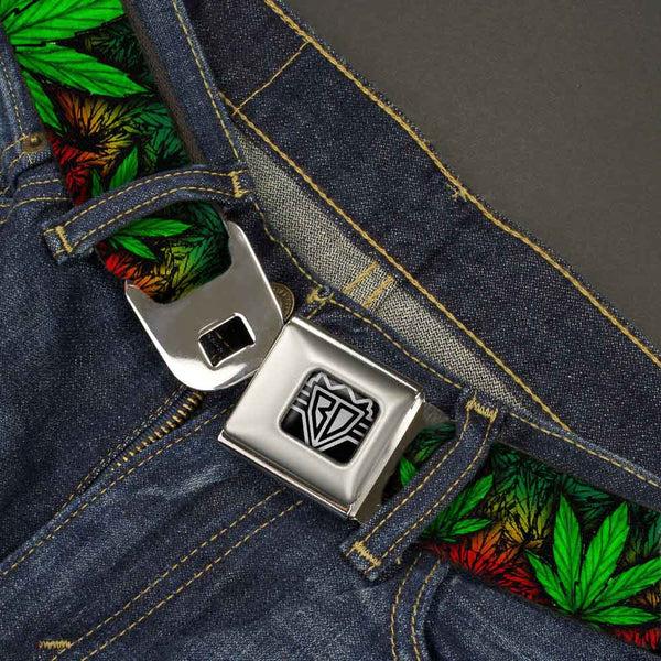 Buckle-Down Seatbelt Belt - Marijuana Haze Rasta/Black