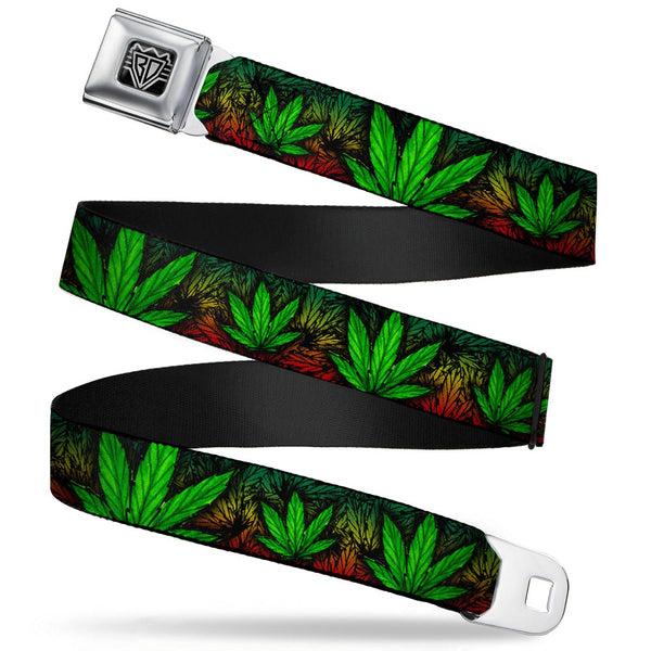 Buckle-Down Seatbelt Belt - Marijuana Haze Rasta/Black