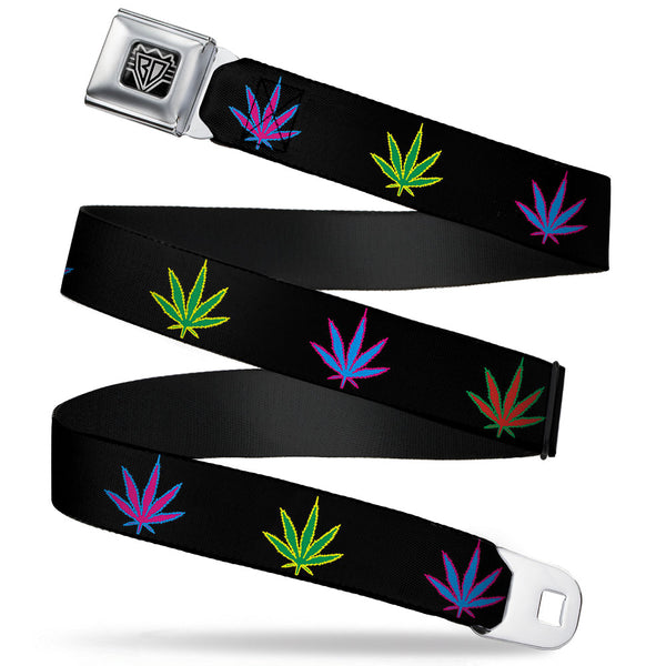 Buckle-Down Seatbelt Belt - Marijuana Leaf Repeat Black/Multi Color