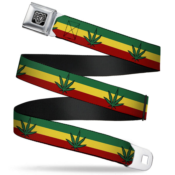 Buckle-Down Seatbelt Belt - Marijuana Leaf Repeat Rasta