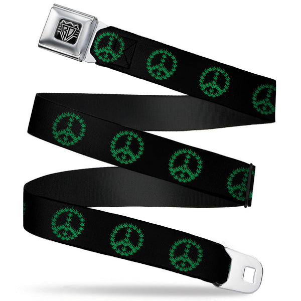 Buckle-Down Seatbelt Belt - Marijuana Peace Repeat Black/Green