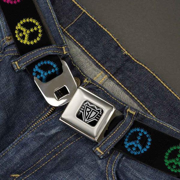 Buckle-Down Seatbelt Belt - Marijuana Peace Repeat Black/Multi Color