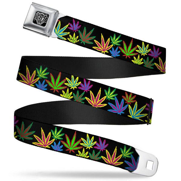 Buckle-Down Seatbelt Belt - Multi Marijuana Leaves Black/Multi Color Buckle-Down Seatbelt Belt - Multi Marijuana Leaves Black/Multi Color