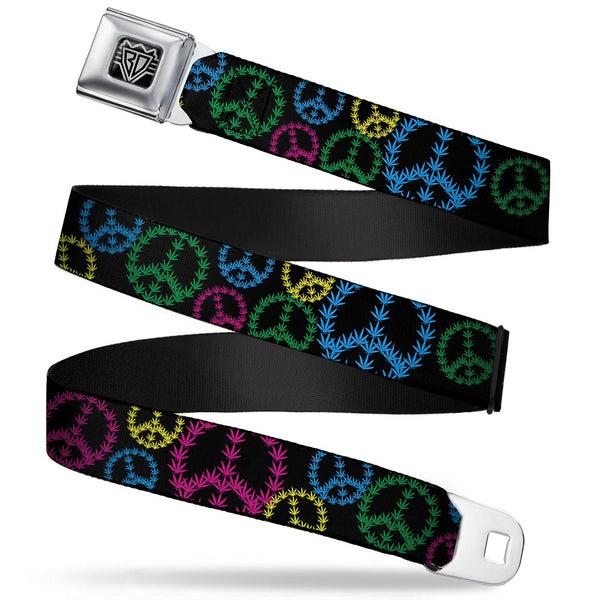 Buckle-Down Seatbelt Belt - Multi Marijuana Peace Black/Multi Color