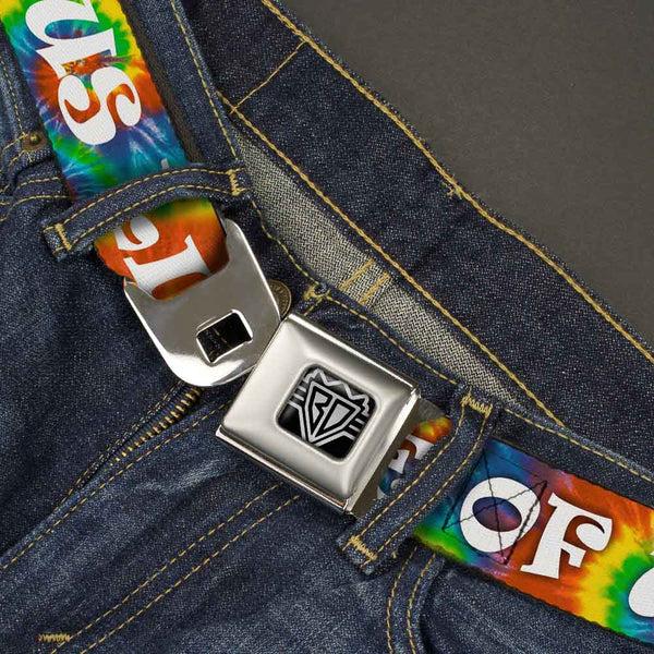 Buckle-Down Seatbelt Belt - ONE OF US LIKES GRASS/Tie Dye Multi Color/White