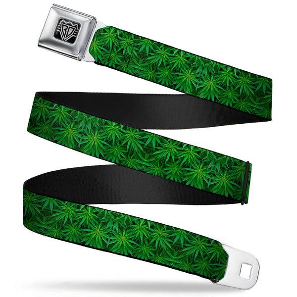 Buckle-Down Seatbelt Belt - Vivid Marijuana Leaves Stacked