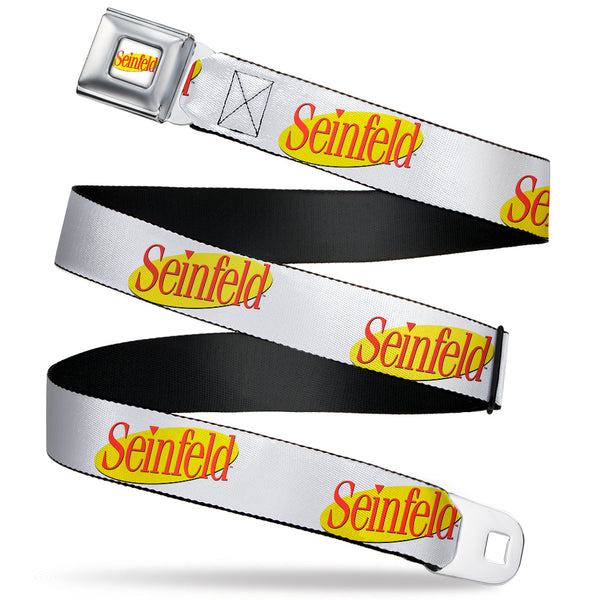 Buckle-Down SEINFELD Spotlight Logo Full Color White/Yellow/Red Seatbelt Belt - SEINFELD Spotlight Logo White/Yellow/Red Webbing