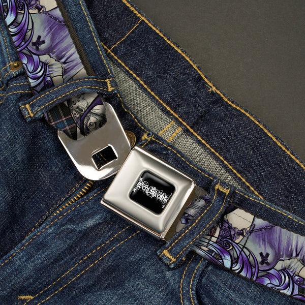 Buckle-Down SEXY INK GIRLS Full Color Black White Seatbelt Belt - Sweet Lovely Death Webbing