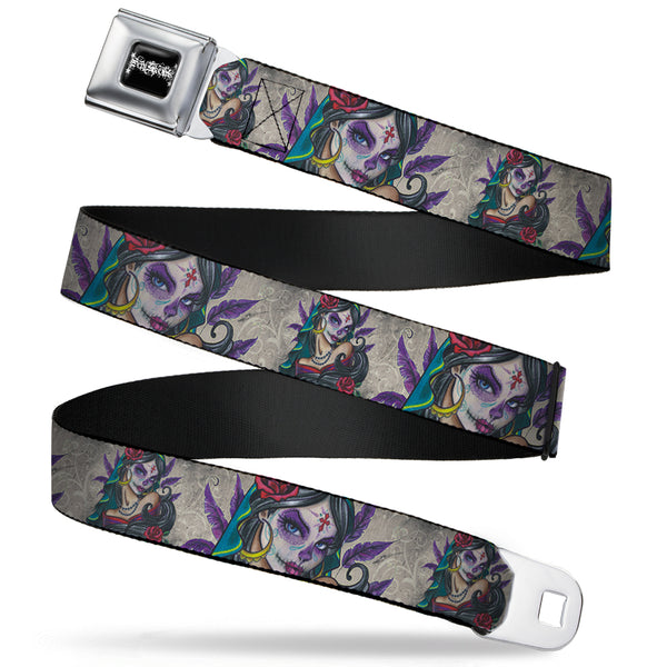 Buckle-Down SEXY INK GIRLS Full Color Black White Seatbelt Belt - Muerta Webbing