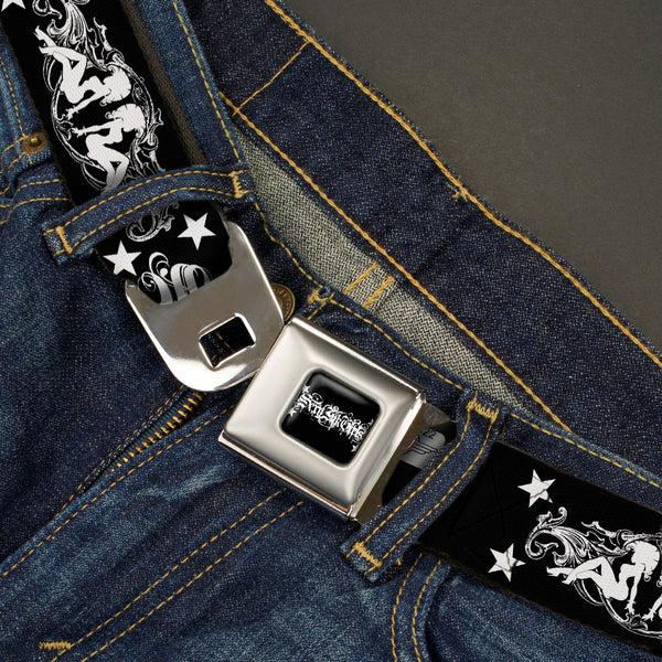 Buckle-Down SEXY INK GIRLS Full Color Black White Seatbelt Belt - Sexy Bitch Webbing