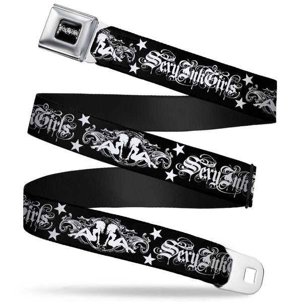 Buckle-Down SEXY INK GIRLS Full Color Black White Seatbelt Belt - Sexy Bitch Webbing