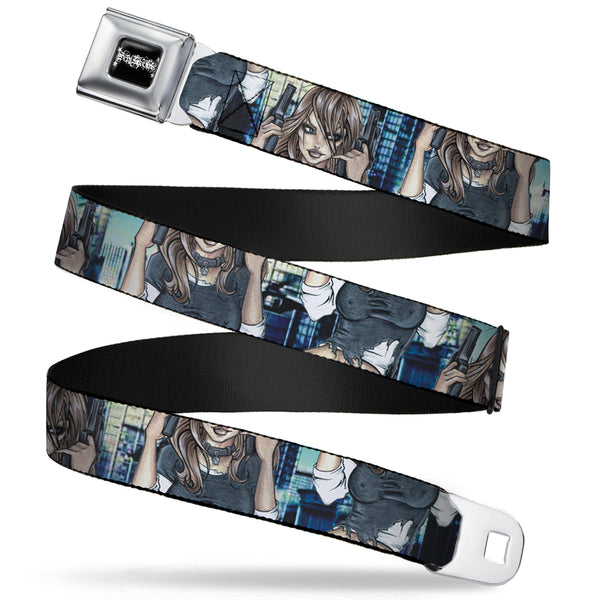 Buckle-Down SEXY INK GIRLS Full Color Black White Seatbelt Belt - Gutter Sluts Webbing