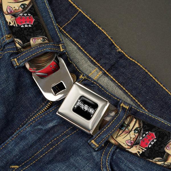 Buckle-Down SEXY INK GIRLS Full Color Black White Seatbelt Belt - Jordan Webbing