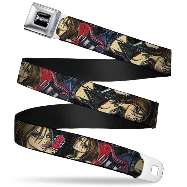Buckle-Down SEXY INK GIRLS Full Color Black White Seatbelt Belt - Jordan Webbing