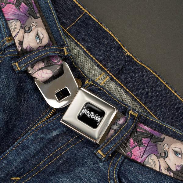 Buckle-Down SEXY INK GIRLS Full Color Black White Seatbelt Belt - Pretty In Punk Webbing