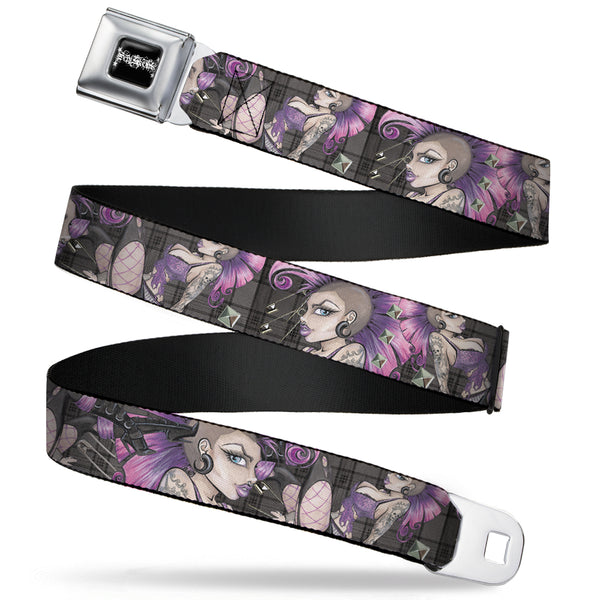 Buckle-Down SEXY INK GIRLS Full Color Black White Seatbelt Belt - Pretty in Punk Webbing