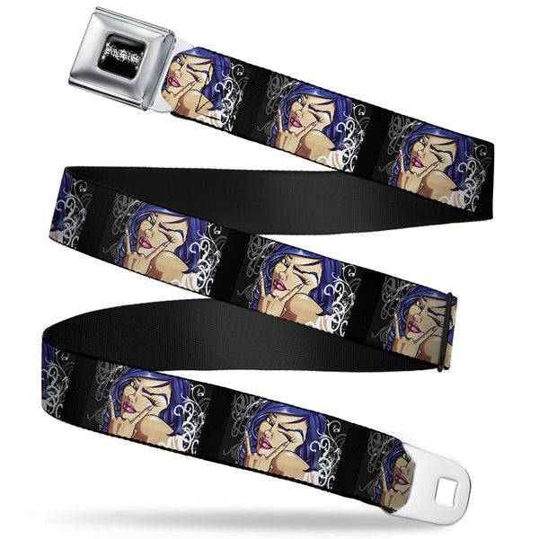 Buckle-Down SEXY INK GIRLS Full Color Black White Seatbelt Belt - Rock & Roll Ink Webbing