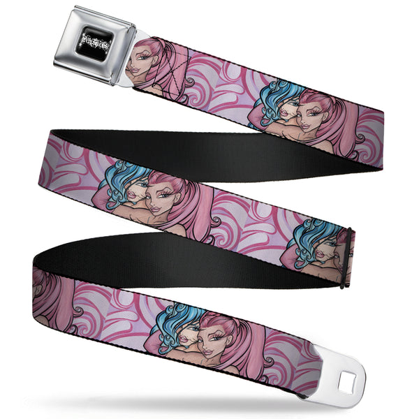 Buckle-Down SEXY INK GIRLS Full Color Black White Seatbelt Belt - No Glove No Love Webbing