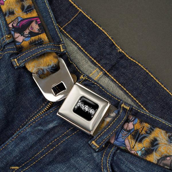 Buckle-Down SEXY INK GIRLS Full Color Black White Seatbelt Belt - Allyson Webbing