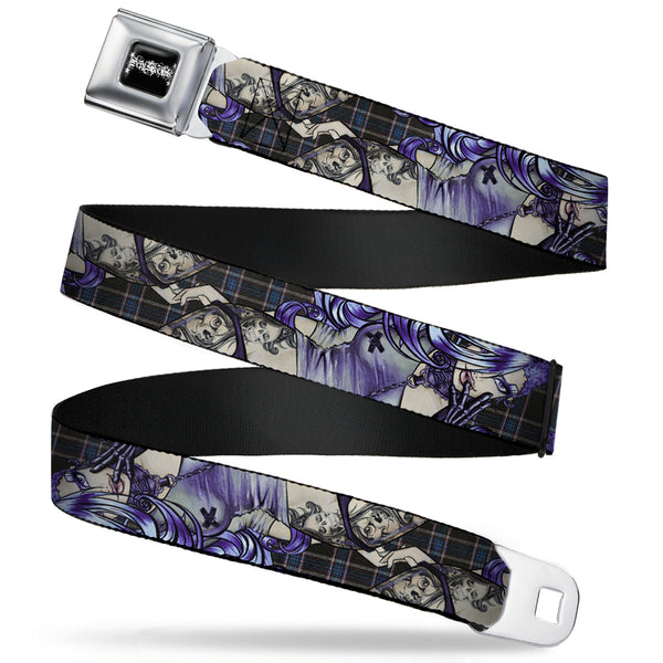 Buckle-Down SEXY INK GIRLS Full Color Black White Seatbelt Belt - Sweet Lovely Death Webbing