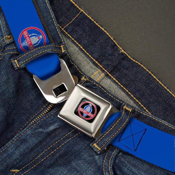 Buckle-Down SHELBY Cobra Full Color Black Gray Red Blue Seatbelt Belt - SHELBY Cobra Weathered Blue/Gray/Red Webbing