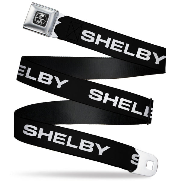 Buckle-Down SHELBY Tiffany Split Full Color Black/White Seatbelt Belt - SHELBY Text Only Black/White Webbing