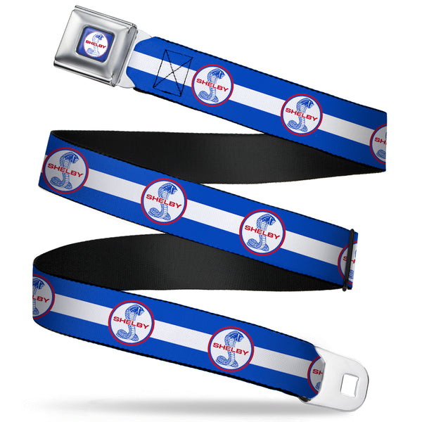 Buckle-Down SHELBY Tiffany Split Full Color Blue Red White Seatbelt Belt - SHELBY Tiffany Split/Stripe Blue/White/Red Webbing