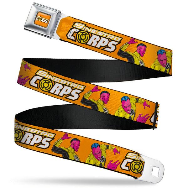Buckle-Down SINESTRO CORPS Title Logo Full Color Orange Seatbelt Belt - DC Green Lantern Villain Sinestro Poses and Title Logo Orange Webbing