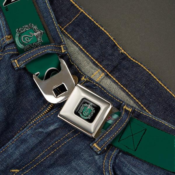 Buckle-Down Slytherin Crest Full Color Seatbelt Belt - Harry Potter SLYTHERIN & Crest Green/Black Webbing