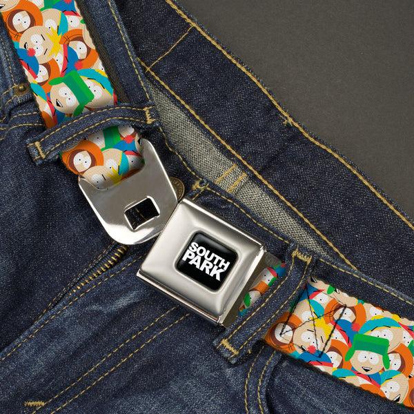 Buckle-Down SOUTH PARK Title Logo Full Color Black/White Seatbelt Belt - South Park Boys Expressions Stacked Webbing