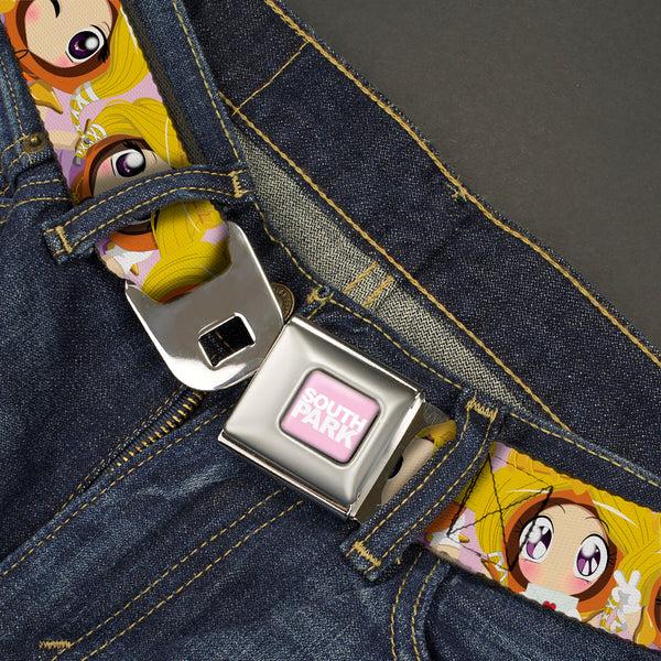 Buckle-Down SOUTH PARK Title Logo Full Color Pink/White Seatbelt Belt - South Park Princess Kenny Expressions Pink Webbing