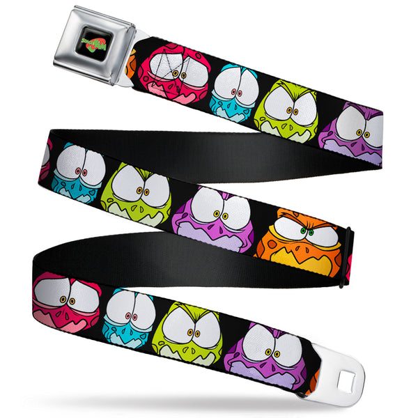 Buckle-Down SPACE JAM Logo Full Color Black/Red/Green Seatbelt Belt - Space Jam Nerdlucks Faces CLOSE-UP Black Webbing
