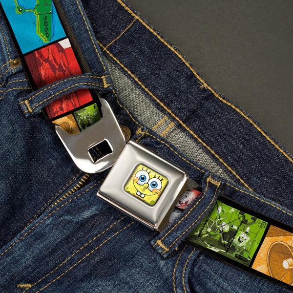 Buckle-Down Sponge Bob 3-D Face CLOSE-UP Full Color Seatbelt Belt - Krusty Krab's Cam Scene Blocks Webbing