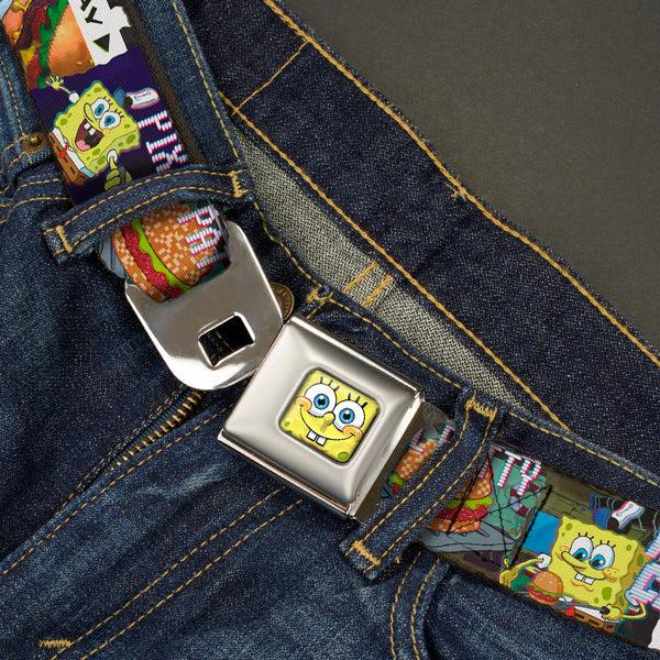 Buckle-Down Sponge Bob 3-D Face CLOSE-UP Full Color Seatbelt Belt - Krusty Krab Cam Scenes PIXEL PATTY-KRUSTY CAM Webbing
