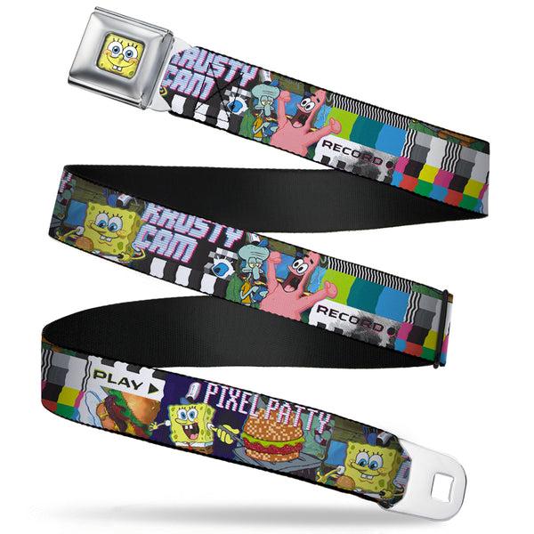 Buckle-Down Sponge Bob 3-D Face CLOSE-UP Full Color Seatbelt Belt - Krusty Krab Cam Scenes PIXEL PATTY-KRUSTY CAM Webbing
