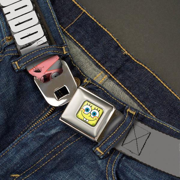 Buckle-Down Sponge Bob Face CLOSE-UP Full Color Seatbelt Belt - Hairy Patrick Starfish JUST CALL ME DADDY Gray/Black/White Webbing